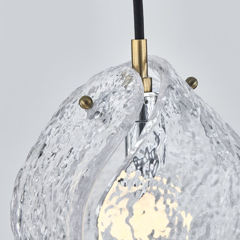 Luminaire suspendu en laiton 7,5 lumières 1 en 1 (40 watts) Pallina, Transparent, Nickel satiné