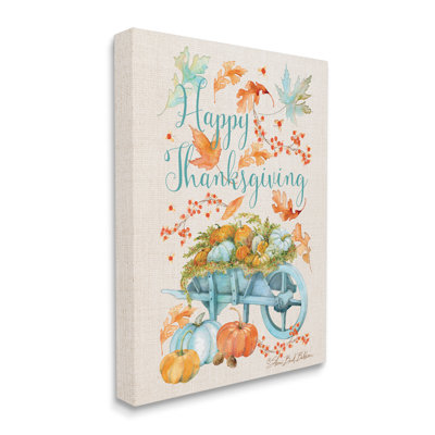 «Happy Thanksgiving Expression Holiday Pumpkin Wagon» par Sherri Buck Baldwin - impression d'art textuel