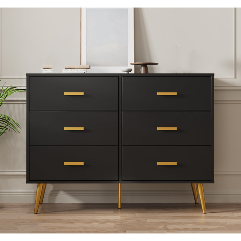 105.9 cm W Chest of 6 Drawers, Black