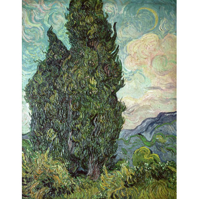 «Cypresses» par Vincent Van Gogh, affiche brillante