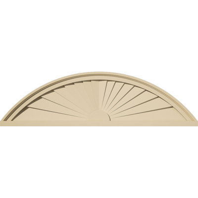 38"W x 10-1/2"H x 1-3/4"P Segment Arch Sunburst Signature Urethane Pediment, Primed Tan
