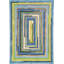 Concentric Geometric Handmade Tufted Wool Blue/Green/Yellow Area Rug-12311674