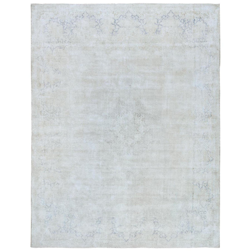 9 pi 7 po x 12 pi 10 po ivoire noué à la main, tondu bas, kerman persan rétro, laine usée, élégance usée, aspect vieilli, tapis oriental 95D9A4C8A419418FAFF7D0C922B11E20