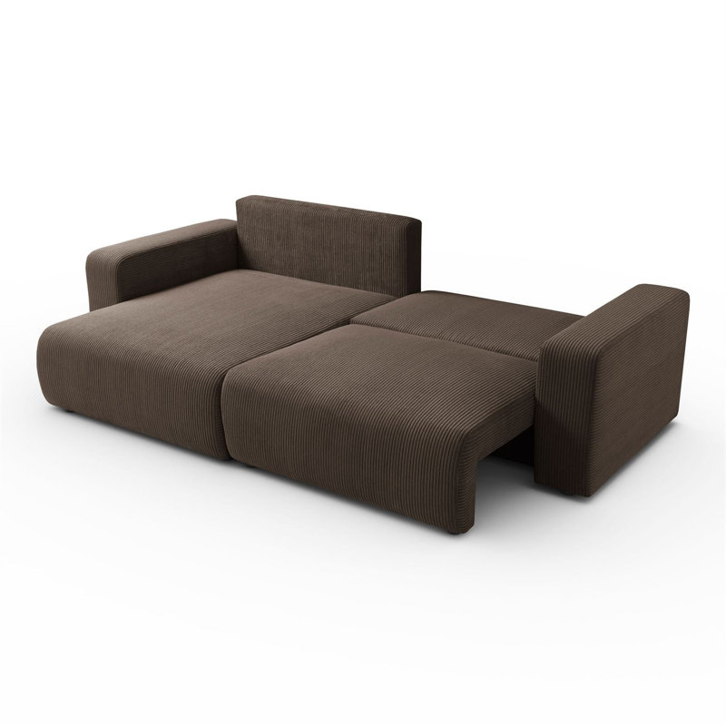 3 Seater Corduroy Corner Sofa , Brown