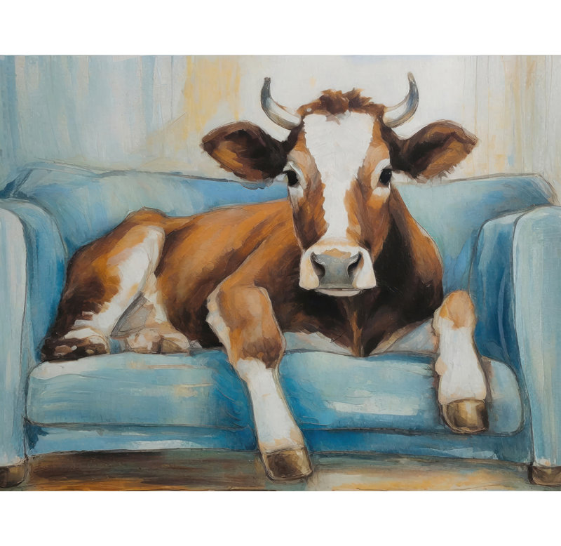 «Cow Couch» sur toile, H 26 po x l 32 po
