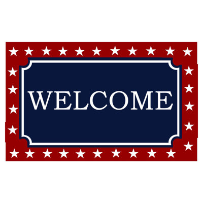  Premium Americana 18 in. W X 28 in. L Multi-Color Welcome with Star Border Coir Door Mat