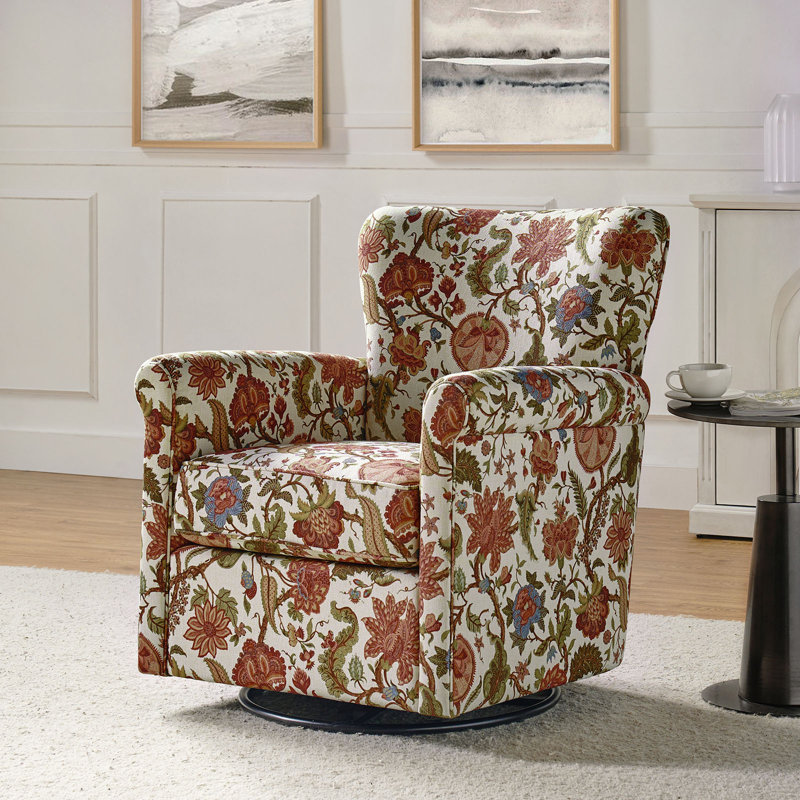 Cofer 77.40cm Wide Tufted Polyester Yes Armchair, Red Floral
