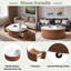 Table basse ronde moderne mobile 29,5 po avec roulettes, 2 tiroirs et plateau en marbre fritté