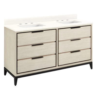 60" Hytes Double Bathroom Vanity Set with Rectangular Undermount Sinks