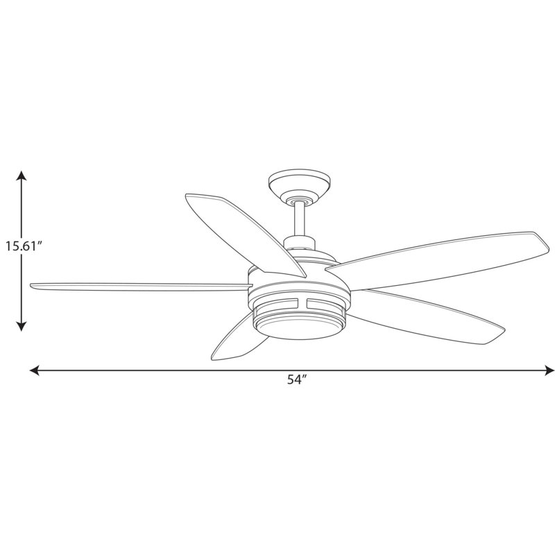 Albin 54'' Ceiling Fan with LED Lights, Architectural Bronze with Brown Blades