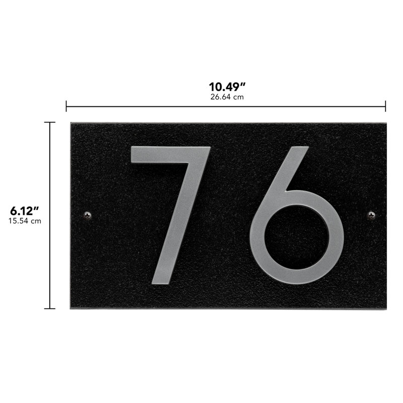 Floating Stand-Off 2-Number Horizontal Sign, Black /W/ Silver Modern Font Numbers, Yes