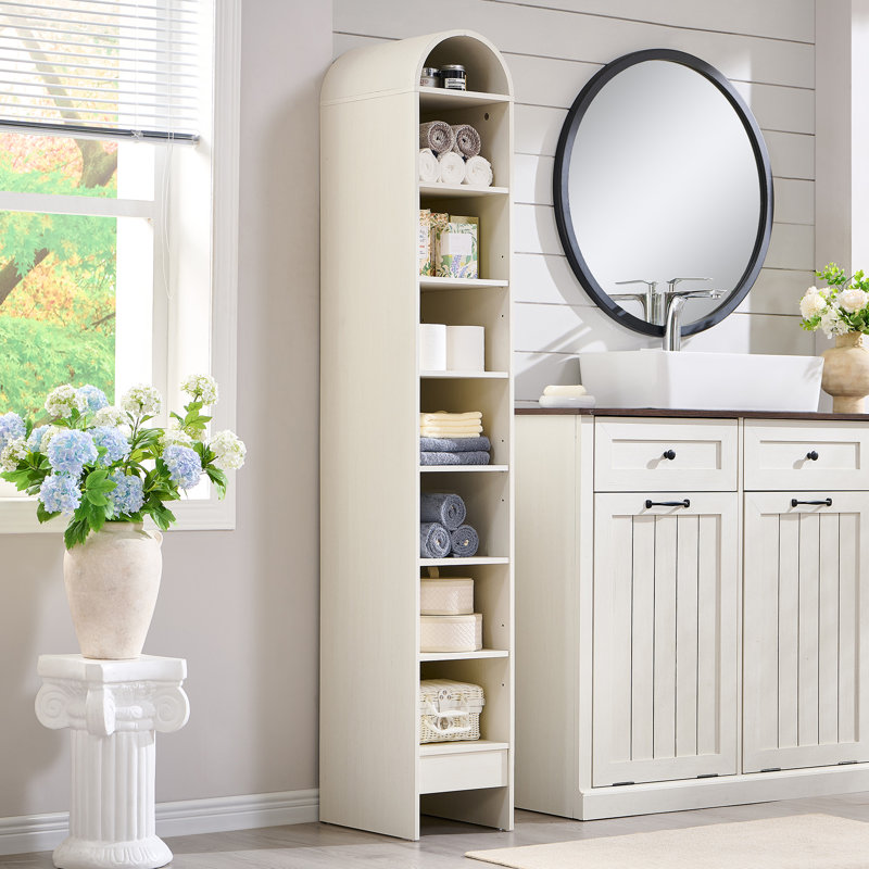 Manufactured Wood Freestanding Bathroom Cabinet, White, 67.4" H x 10.5" W x 13.75" D