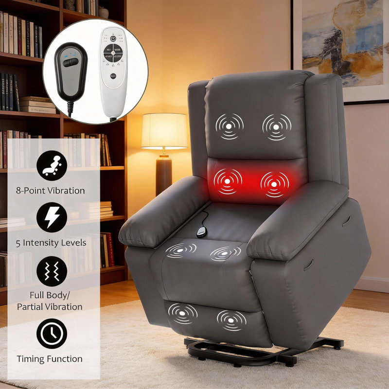 Fauteuil inclinable électrique avec massage et chaleur, Gris