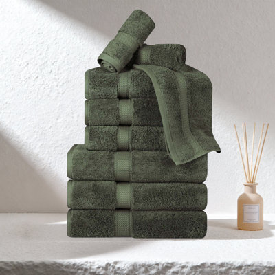 Egyptian Cotton Plush Heavyweight Absorbent 9 Piece Bathroom Towel Set