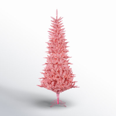 7.5' Pre-Lit Pink Artificial Pine Christmas Tree