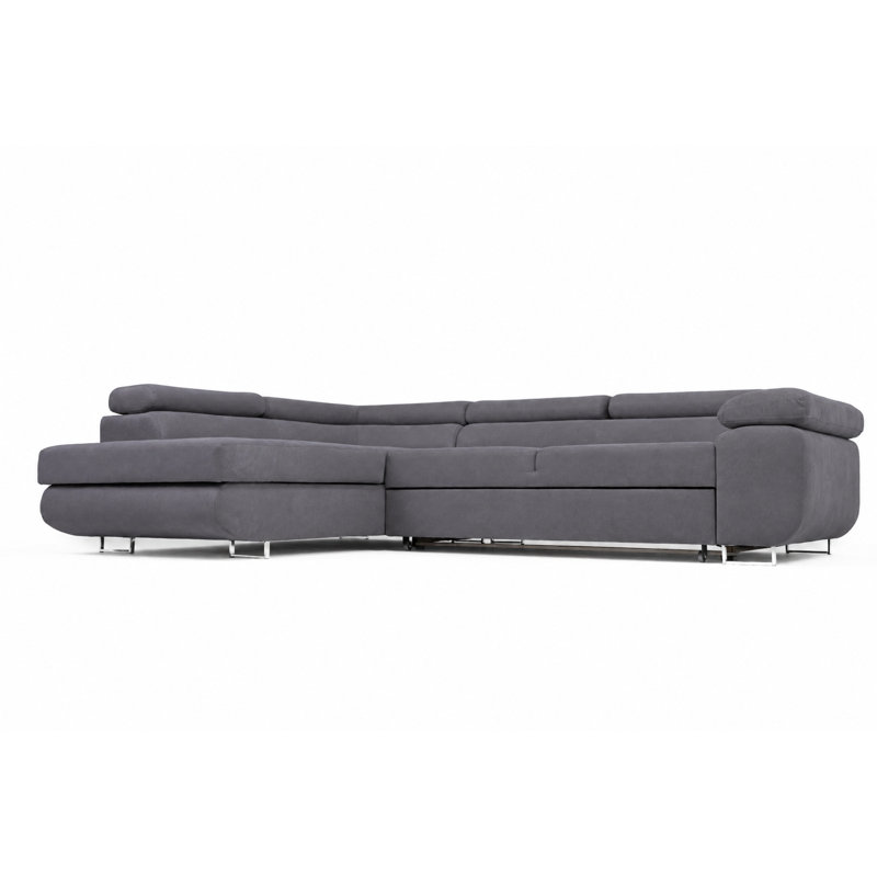 Flavius Corner Sofa Bed, Graphite, Left Hand Facing