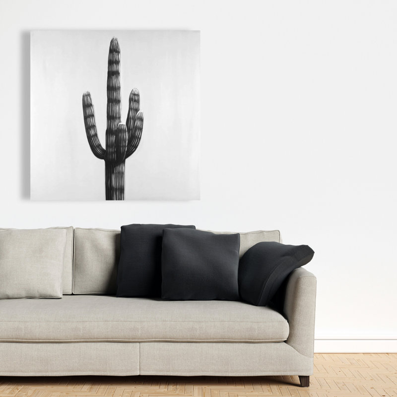 Large Cactus Bedroom Canvas - White Home Decor Art Print