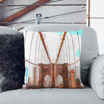 Brooklyn Bridge New York City Cushion with Filling