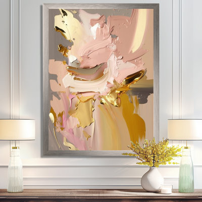 «Retro Pink and Vintage Gold Bliss - Abstract Collages», art mural