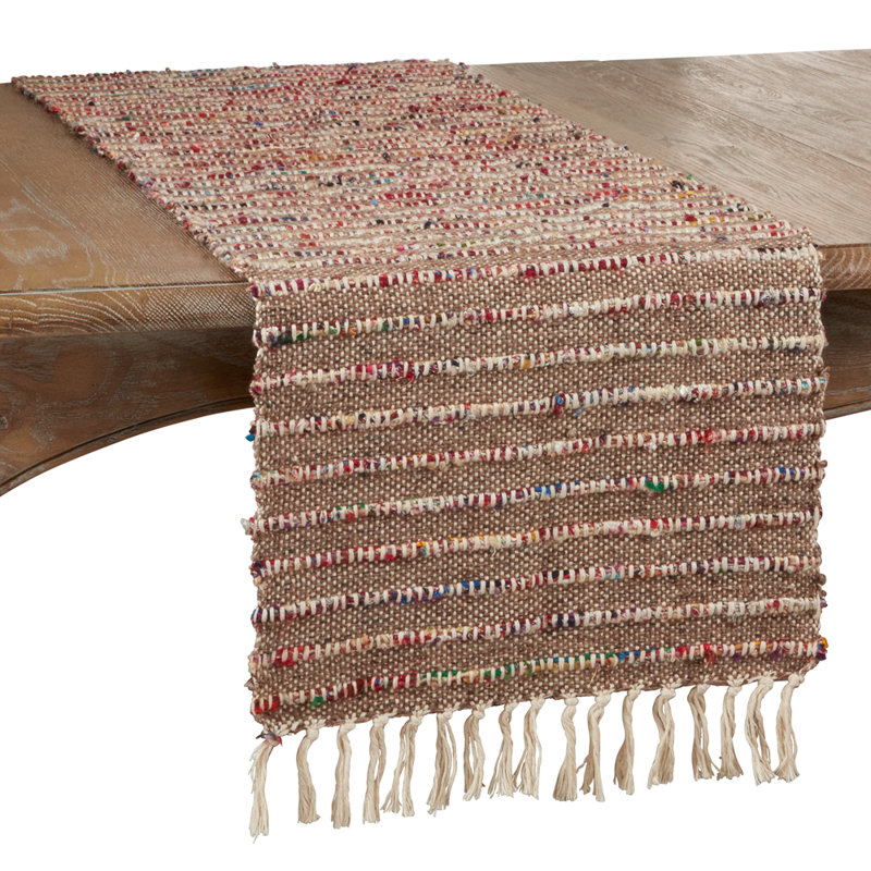 Multicolored Cord Design 100% Cotton Table Runner 16" W X 72" L