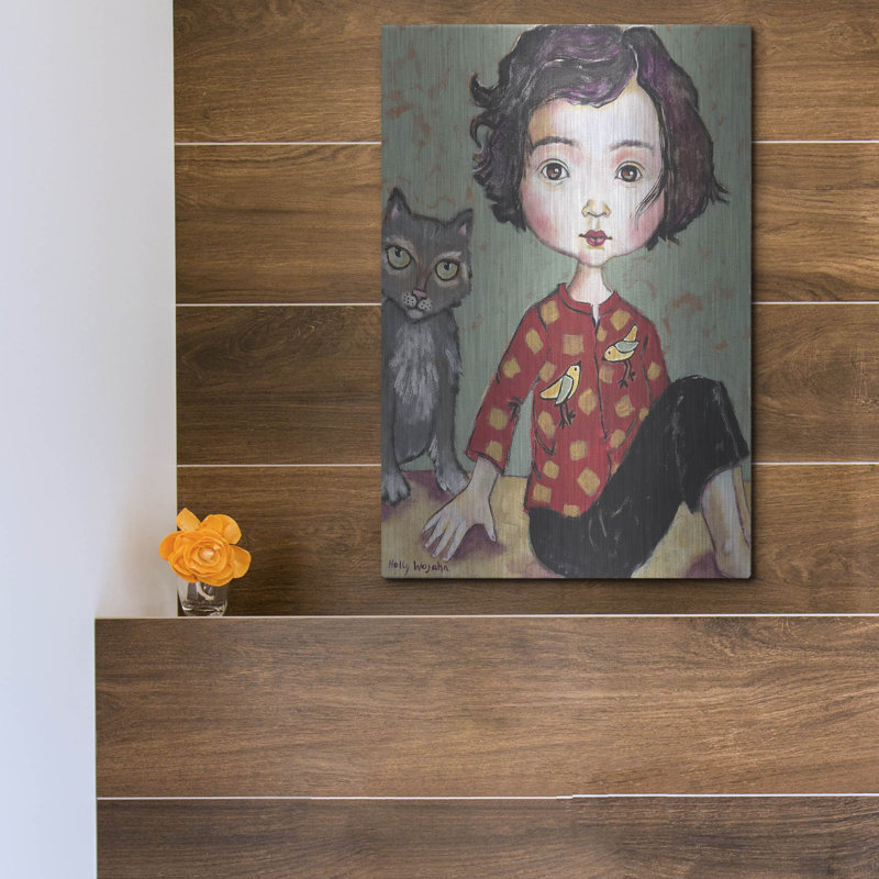 «Girl With Cat» par Holly Wojhan, H 16 po x l 12 po