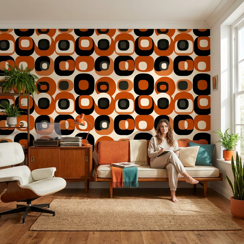 Papier peint moderne abstrait Mid-Century