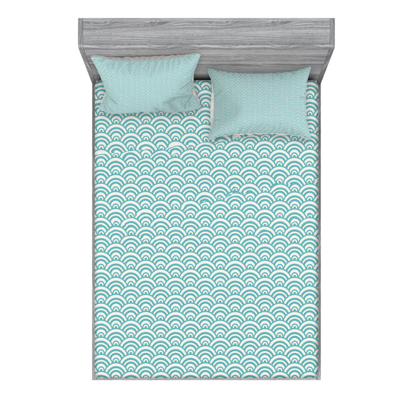 Ensemble de draps Bubbles in High Seas, Ensemble de draps pour lit double avec un drap-hou