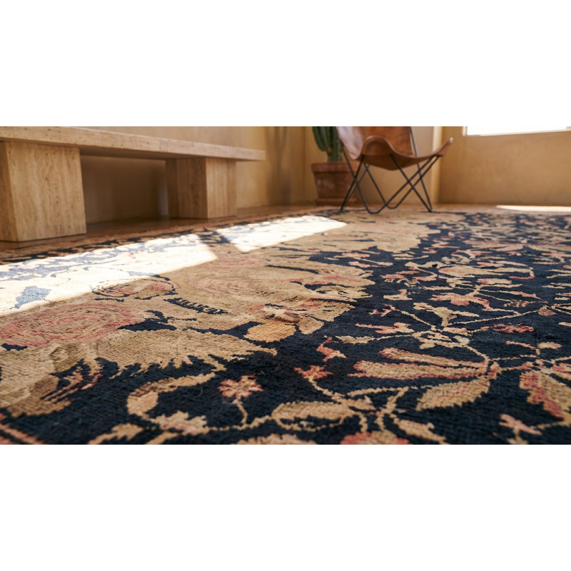 Rare Antique Room Size Black Caucasian Karabagh Area Rug