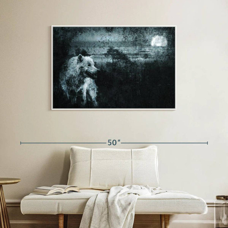 Loup solitaire blanc, Cadre flottant blanc, 40 po x 27 po