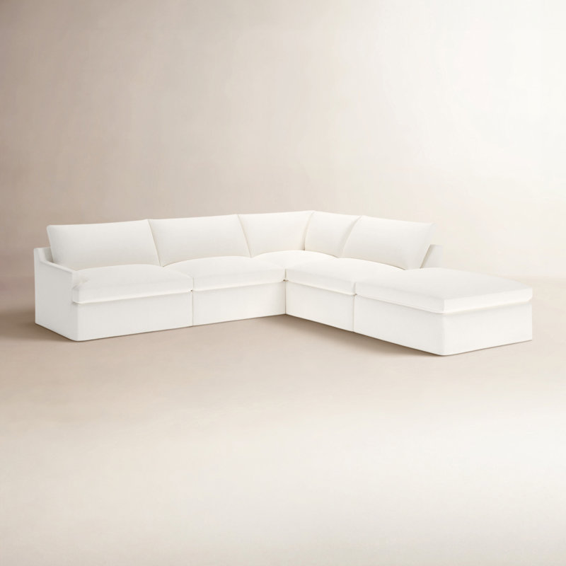 Wrenley 5-Piece Slipcovered Modular Sectional, Right Hand Facing, Apollo Alpaca Boucle