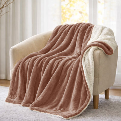 Oxford Homeware Sherpa Fleece Fur Reversible Thick Throw Blanket