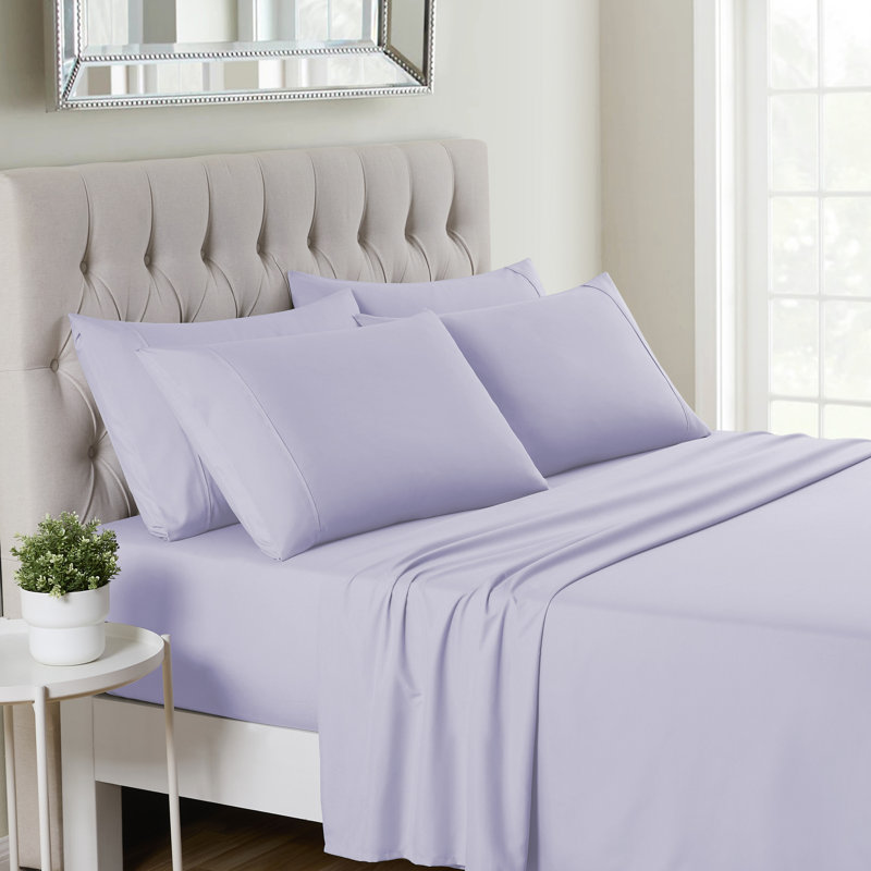 Ensemble de draps luxueux en microfibre douce avec taies d'oreiller en prime, Lilas
