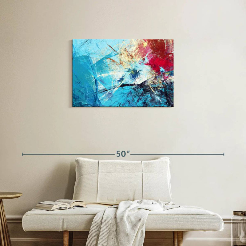Avery Red And Blue Abstract, 20" H x 30" W
