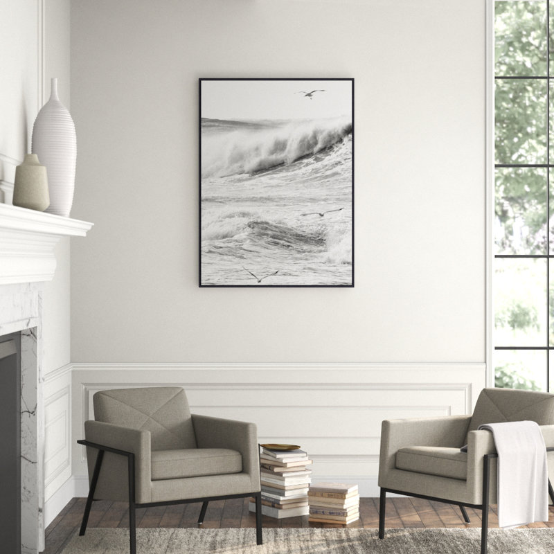 Rough Waves 2' Framed Photographic Print on Canvas