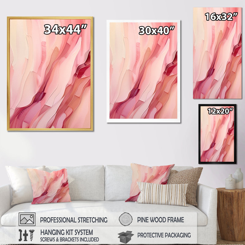 «Rose and Gold Enchanted Spills VII», reproduction d'art abstrait, H 20 po x l 12 po x P 1 po, Toile tendue