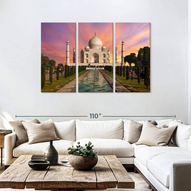 Lever de soleil au Taj Mahal, H 48 po x l 74 po