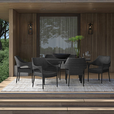 Celine 6 - Person Wicker Patio Dining Set with Rectangular Table