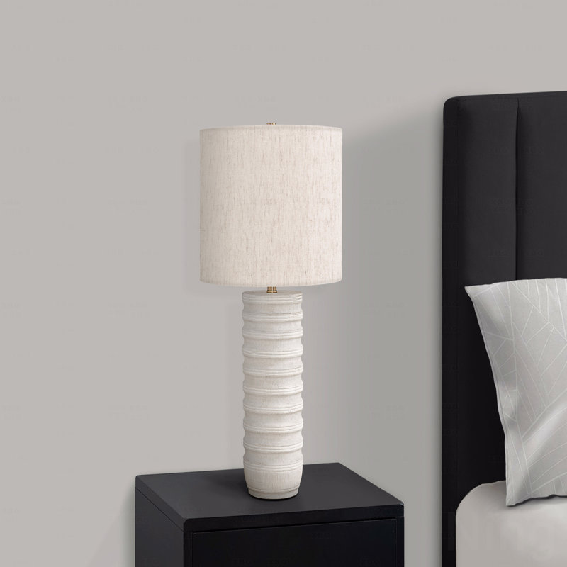 Table Lamp  - 28"H,, In Cream Resin, In Ivory And In Cream Shade