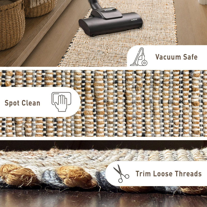 Aleksei Jute Area Rug, Rectangle 5' x 7', Gray
