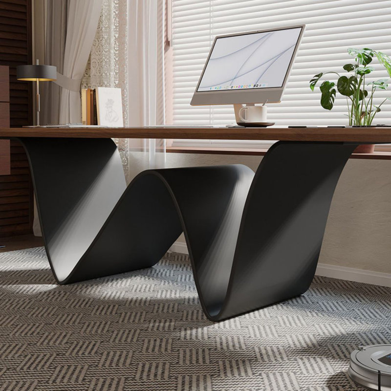 Bureau d'écriture rectangulaire en bois massif Nut-Brown, H 29,53 po x l 62,99 po x P 31,5 po
