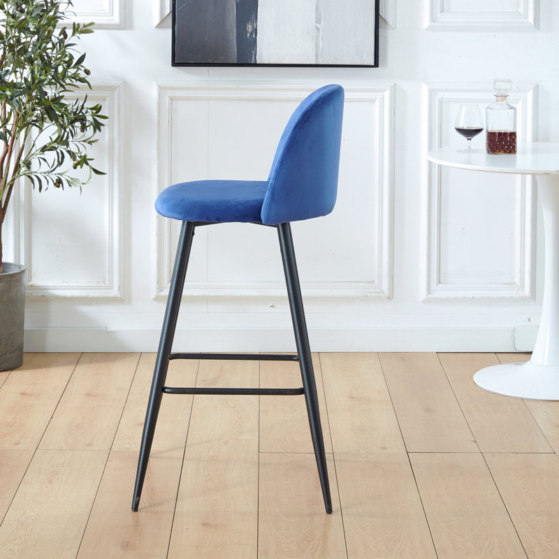 Tabouret décoratif de bar, ensemble de 2, tabouret de bar en velours de style moderne à hauteur de comptoir avec dossier, pieds et repose-pieds robustes en métal, assemblage facile, îlot pour bar de cuisine