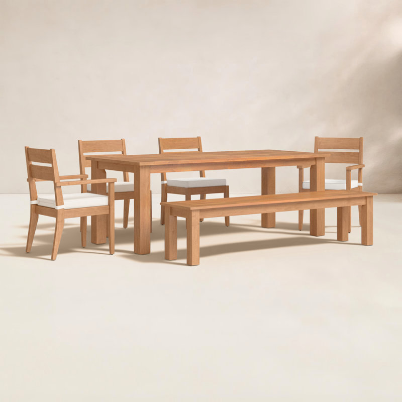 Echols 6 - Person Rectangular Teak Outdoor Dining Set with Cushions
