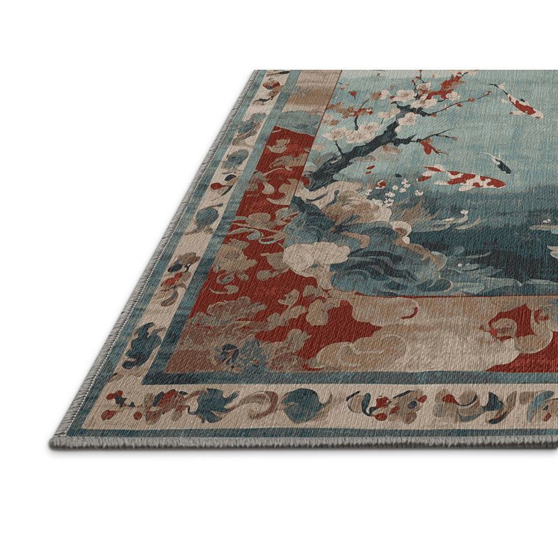 Machine Washable Gray Area Rug, Square 5'