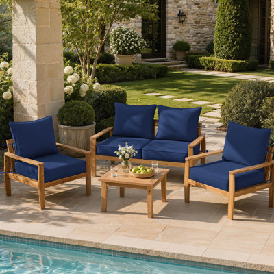 Coussins d'extérieur Braun 19x19x4 pour chaises de patio, coussins d'assise et de dossier intérieurs/extérieurs, coussins seulement (ensemble de 4)