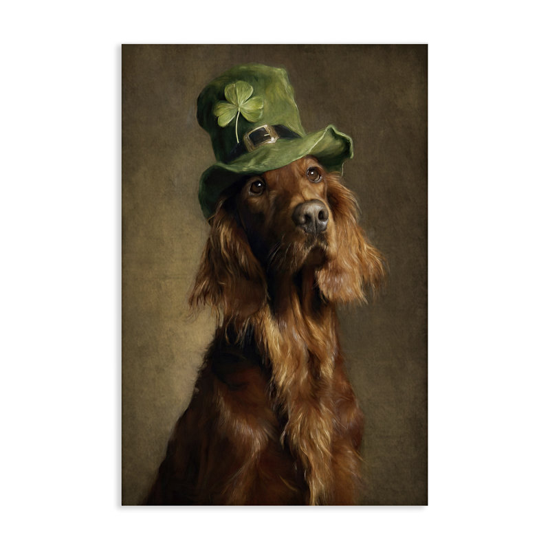 Toile portrait The Setter irlandais, design par Tina LeCour, H 24 po x l 16 po