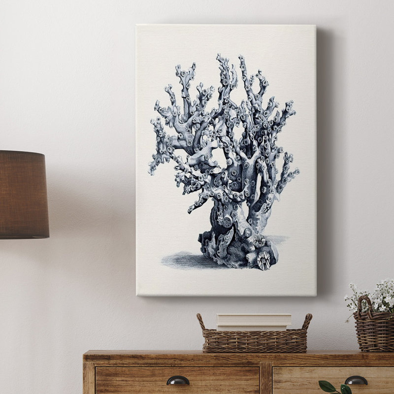 Bleu antique corail II - galerie Cavas sur mesure, H 48 po x l 32 po