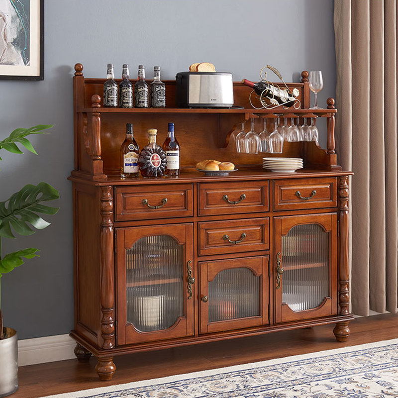 Deep-cherry Solid Wood Sideboard, Deep Cherry, 55.51" H x 47.24" W x 15.35" D