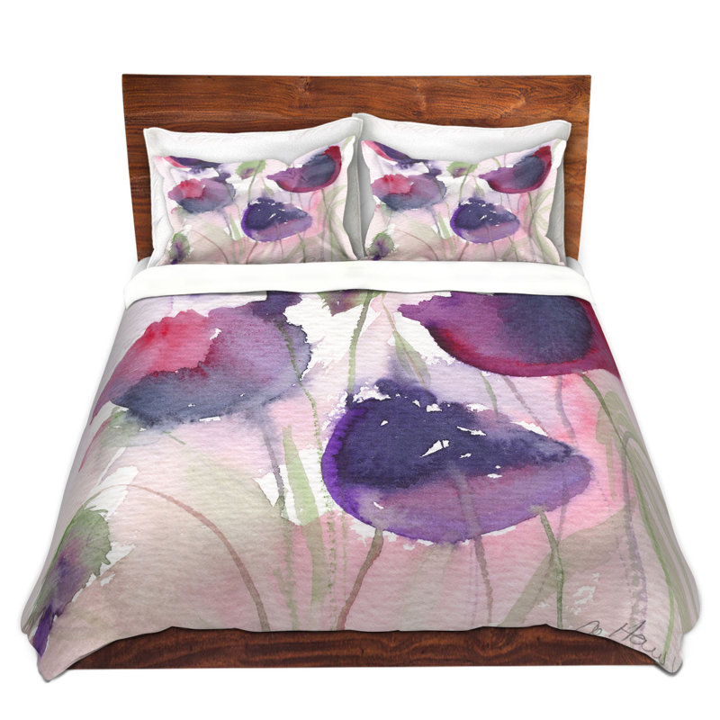 Ensembles de housses de couette DiaNoche par Amanda Hawkins - Coquelicots noirs 2