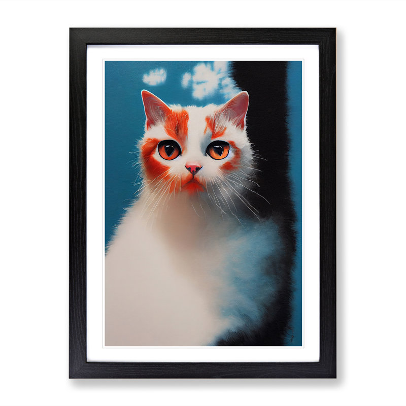 Lovely Cat - Framed Print, Black, 64cm H x 46cm W x 2cm D