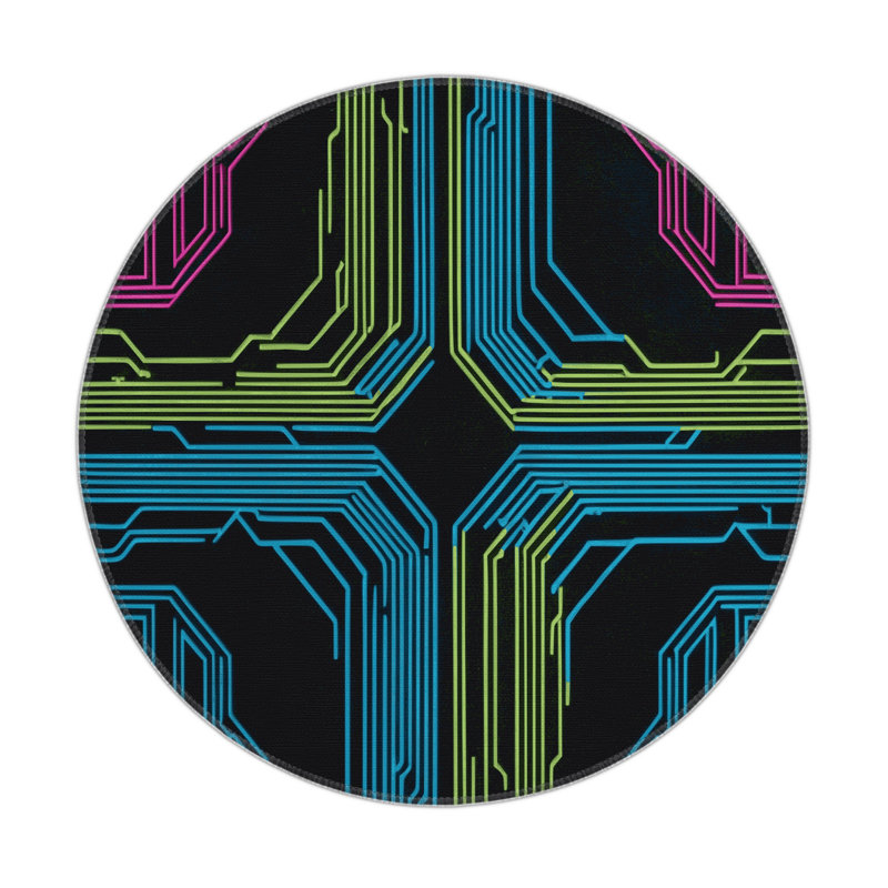 Digital Flicker Indoor And Outdoor Area Rug, Round 5'